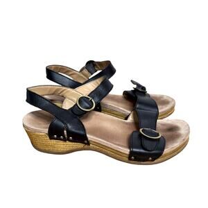 Dansko Woman 9.5 Leather COMFORT Mabel Sandals Low Heel Ortho Brown Shoe 40